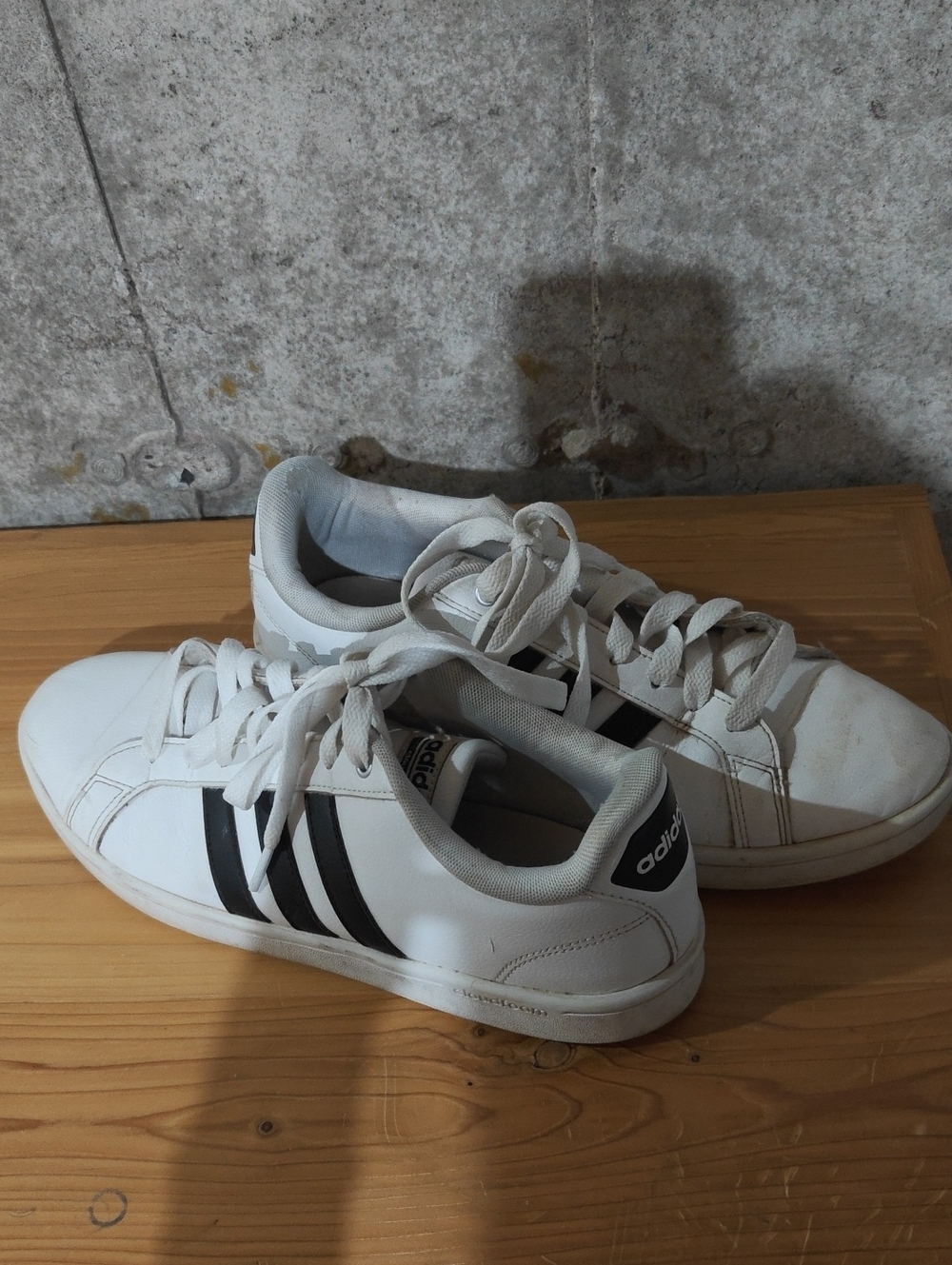 adidas Men's White Sneakers with Black Three Stripes